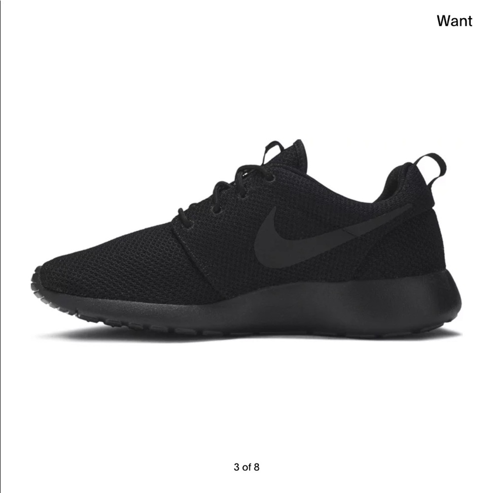Nike roshe run ‘triple black’ track running workout sneakers athletic black tie
